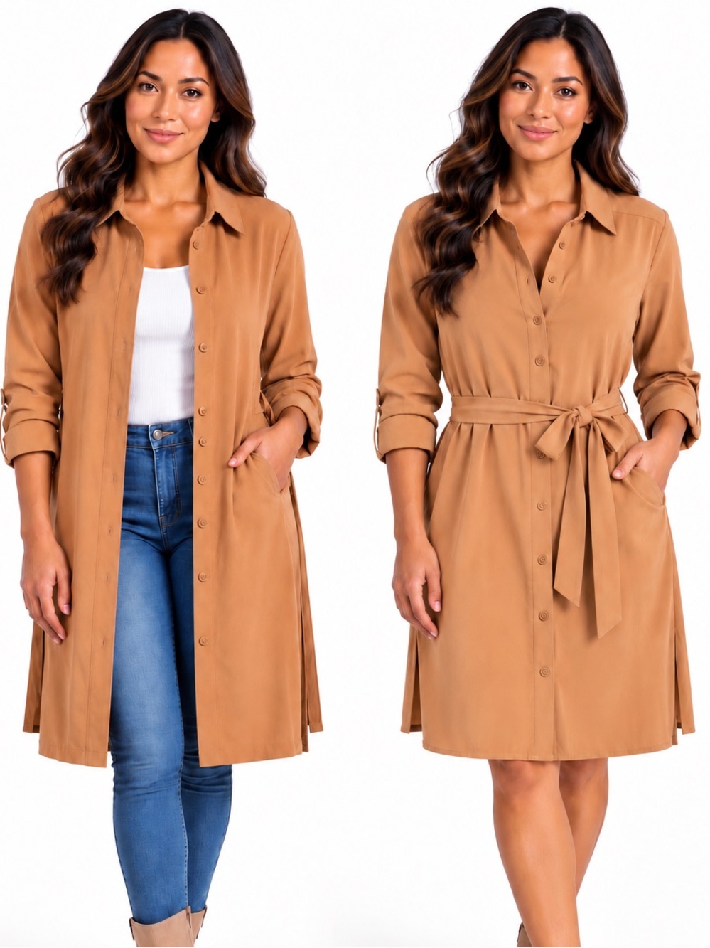 Susan Graver button-front shirt dress/duster
